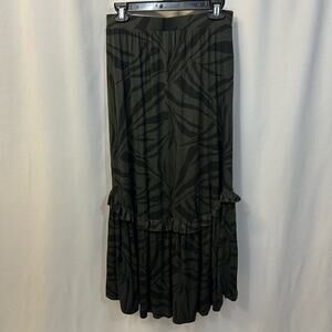 Evereve Z Supply Leisel Tropical Zebra Skirt Ruffles Maxi Skirt Large NWT